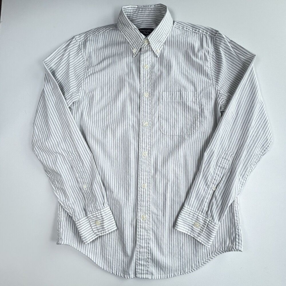 Abercrombie & Fitch Gray Striped Button Down Shirt Long Sleeve Pocket Small